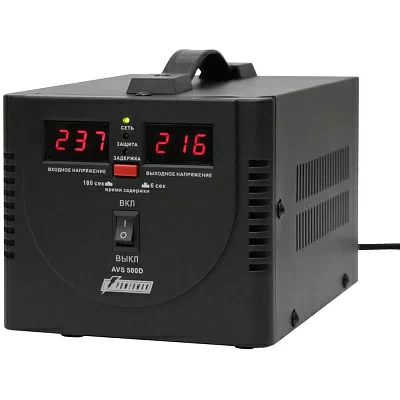 Источник бесперебойного питания (ИБП) PowerMan Стабилизатор напряжения Powerman AVS 500 D Black (6015735) AVS 500 D Black (445932) {6}