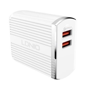 LDNIO LD_B4359 A2502Q/ Сетевое ЗУ + Кабель Micro/ QC 3.0/ 2 USB Auto-ID/ Выход: 5V_9V_12V, 30W/ White