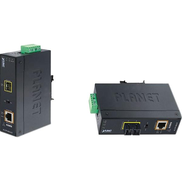 Индустриальный медиа конвертер PLANET IGTP-805AT IP30 Industrial 10/100/1000Base-T to Gigabit SFP Converter with 802.3at POE+ (-40 to 75C)