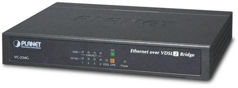 Конвертер Ethernet в VDSL2, внешний БП PLANET VC-234G 4-Port 10/100/1000T Ethernet to VDSL2 Bridge - 30a profile w/ G.vectoring, RJ11