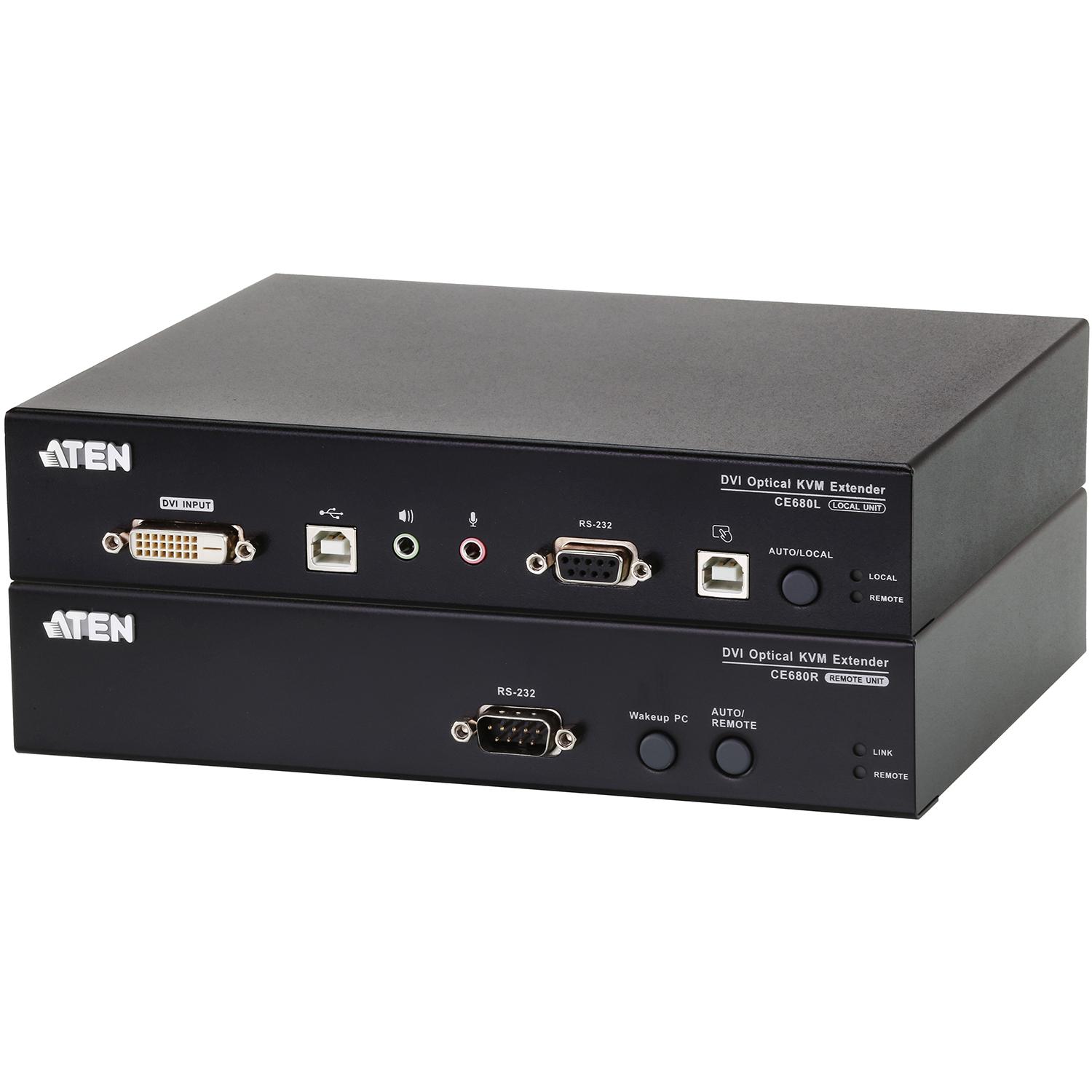 Удлинитель/extender, DVI-D+AUDIO+RS232, 20 км., 1xОптич.волокно одномод./singlemode 1310/1550нм, DVI-D+2xMINIJACK+DB9+LС+2xUSB А-Тип+2xUSB B-Тип, F, без шнуров, 2xБ.П. 220 5.3V, (до 1920x1200 60Hz;HDTV 720p/1080p;HDCP)