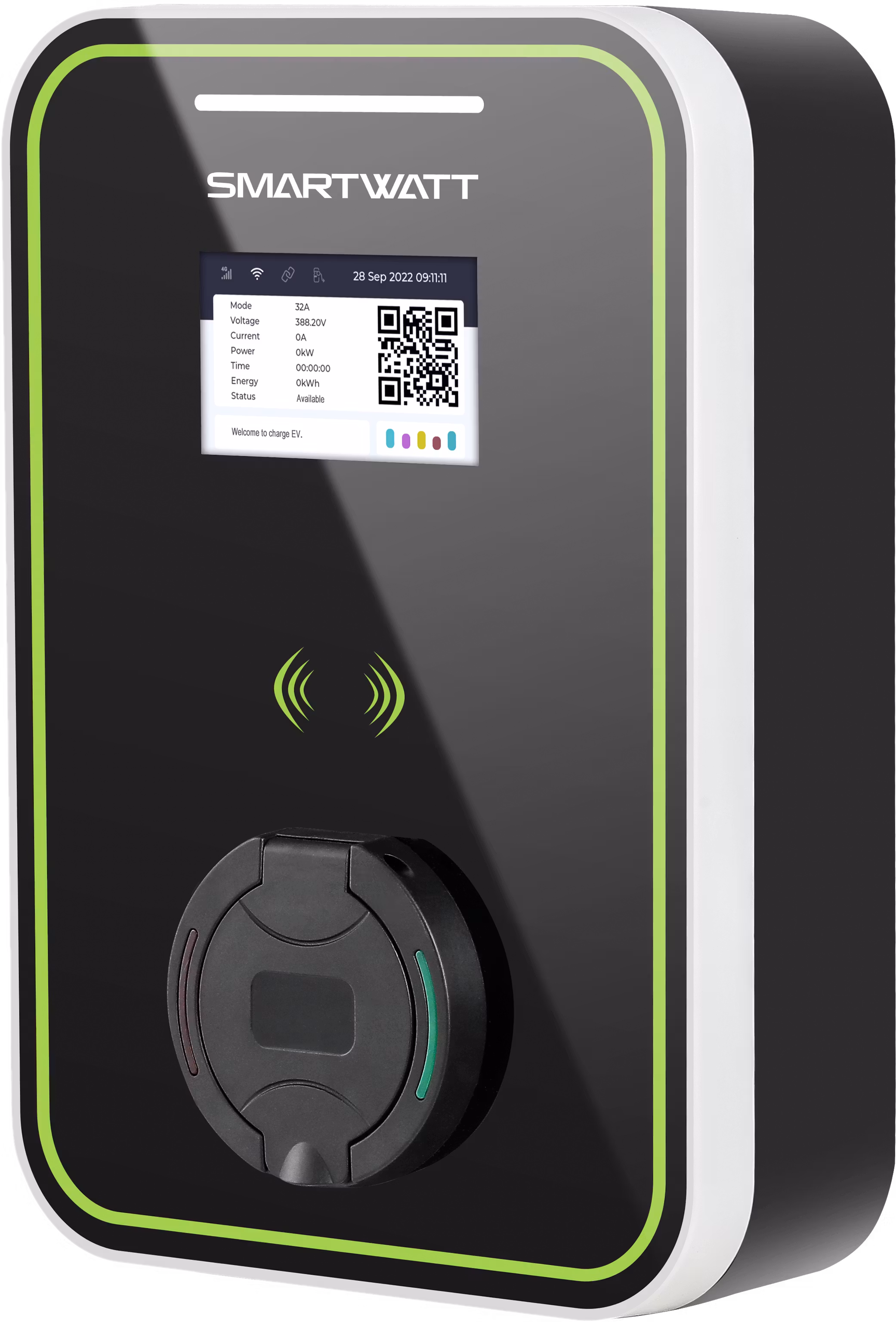 Автомобильная электрозарядная станция SMARTWATT EVC, 22 кВт, коммерческая OCPP 1.6J, переменный ток, 3 фазы 380 В 32 А, розетка Type2, IP55EVC AC 22K 3P CO Type2 4512020470014