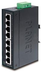 ISW-801T коммутатор для монтажа в DIN рейку PLANET. IP30 Slim Type 8-Port Industrial Fast Ethernet Switch (-40 to 75 degree C)PLANET