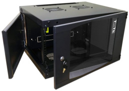Шкаф коммутационный LanMaster Next TWT-CBWNG-9U-6X6-BK настенный,  стеклянная передняя дверь,  9U,  550x494x600 мм