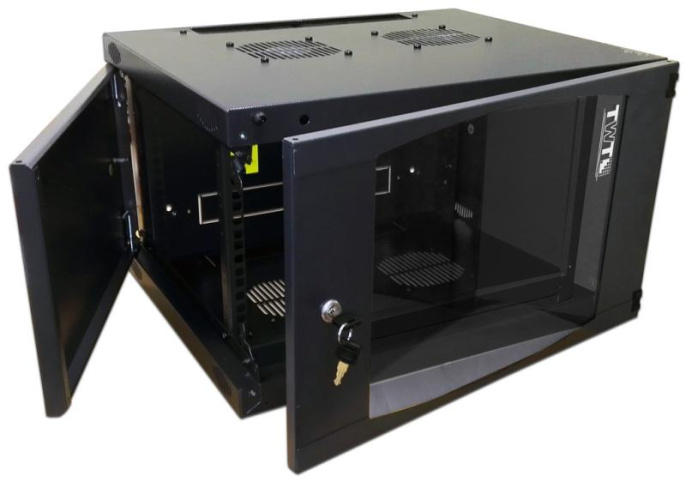 Шкаф коммутационный LanMaster Next TWT-CBWNG-9U-6X6-BK настенный,  стеклянная передняя дверь,  9U,  550x494x600 мм