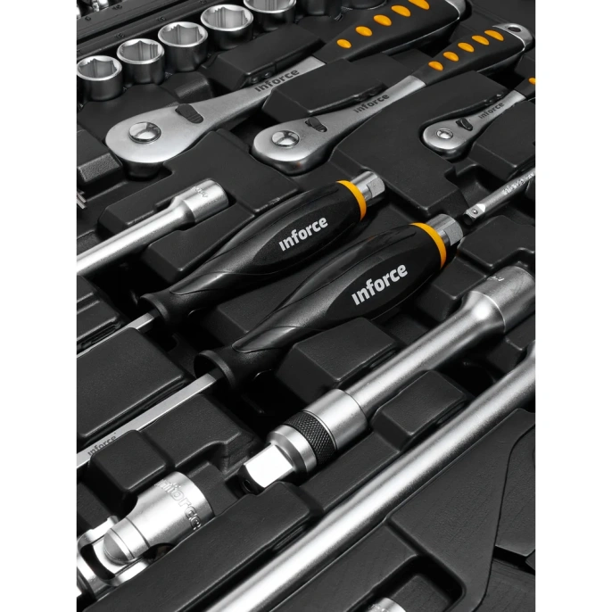 Набор инструментов Inforce 120 предметов 1/2" & 3/8" & 1/4", Сталь Cr-V, Профессиональный, 06-07-20