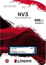 SSD диск Kingston SNV3S/500G   500GB NV3 PCIe 4.0 NVMe M.2   До 5000 МБ/с (чтение), 3000 МБ/с (запись)