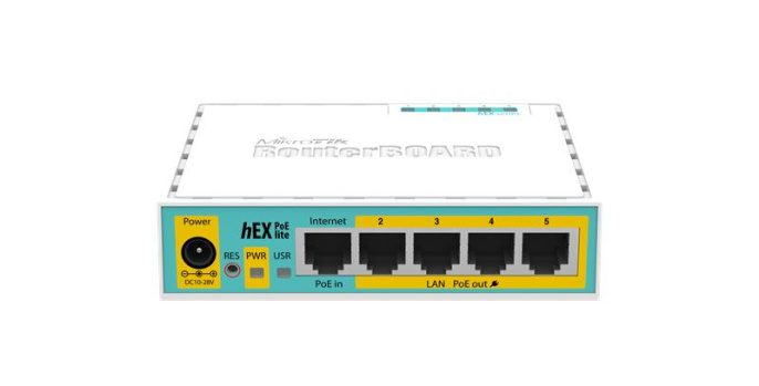 Роутер MIKROTIK hEX PoE lite,  4 LAN,  1xUSB, белый [rb750upr2]