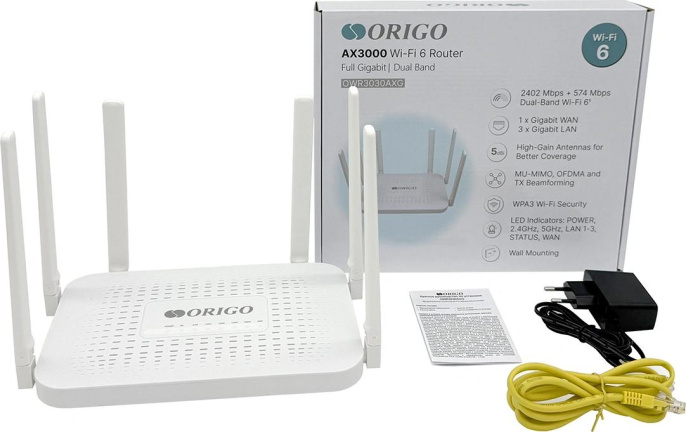 Роутер беспроводной Origo OWR3030AXG OWR3030AXG/A3A AX3000 10/100/1000BASE-T белый