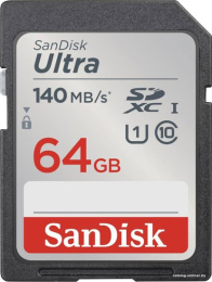 Флеш карта SD 64GB SanDisk SDXC Class 10 UHS-I Ultra 140MB/s SDSDUNB-064G-GN6IN