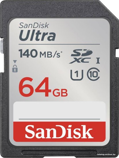 Флеш карта SD 64GB SanDisk SDXC Class 10 UHS-I Ultra 140MB/s SDSDUNB-064G-GN6IN
