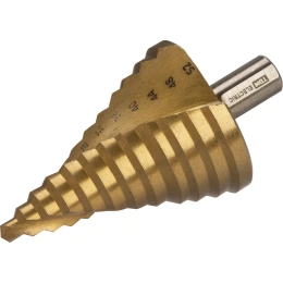 Сверло ступенчатое по металлу, 6-52 мм, 12 ступеней, с нитридтитановым покрытием, HSS, цилиндрический хвостовик, TDM ELECTRIC «Рубин» SQ1090-0723