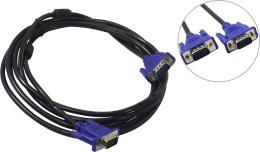 Bion Кабель VGA 15M/15M, экранированный, феритовые кольца, черный, 3м [BXP-VGA2-030]
