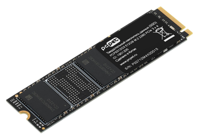 SSD накопитель PC PET PCPS512G3 512ГБ, M.2 2280, PCIe 3.0 x4,  NVMe,  M.2,  oem