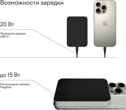 Внешний аккумулятор Magssory Pride Титан (PBN021) (емкость: 10000 мАч, совместимость с MagSafe, мощность: 15 Вт, материал: алюминий, длина кабеля: 1.2 м, кабель: Type-C)