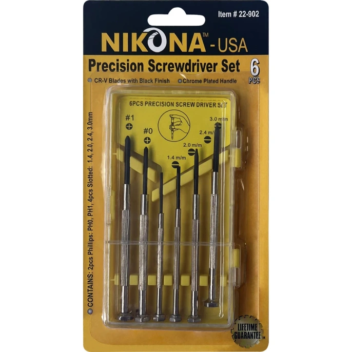 Набор отверток NIKONA 6шт, микро, Cr-V, PH0, PH1, SL1.4, SL2, SL2.4, SL3 22-902