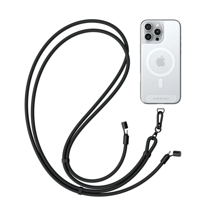 Зарядный кабель - ремень через плечо Satechi OntheGo Crossbody Lanyard Cable 60W. Длина: 1.5м. Цвет: черный (ST-LOTGLK)
