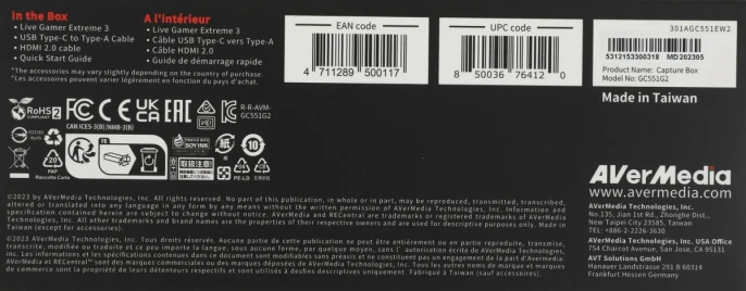 Карта видеозахвата AVerMedia Live Gamer Extreme 3 GC551G2,  внешний