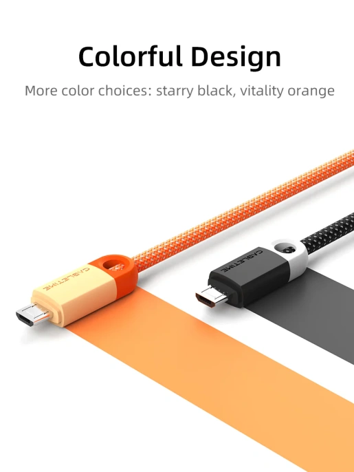 Кабель CABLETIME CAP4H (CT-AMMBM-POR1) 1 м, апельсин, USB 2,0 a для Micro B -зарядного устройства