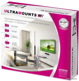 Кронштейн для телевизора Ultramounts UM896 черный 13"-27" макс.30кг настенный поворотно-выдвижной и наклонный