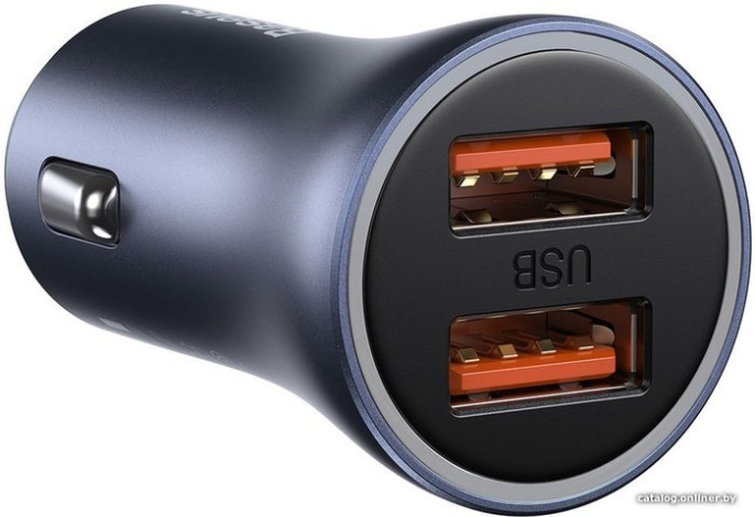Автомобильное зарядное Baseus TZCCJD-A0G Golden Contactor Pro Dual Quick Charger Car Charger 2 USB 40W кабель USB-Type-C 5A 1m , Выходы: USB 1 - 20W, USB 2