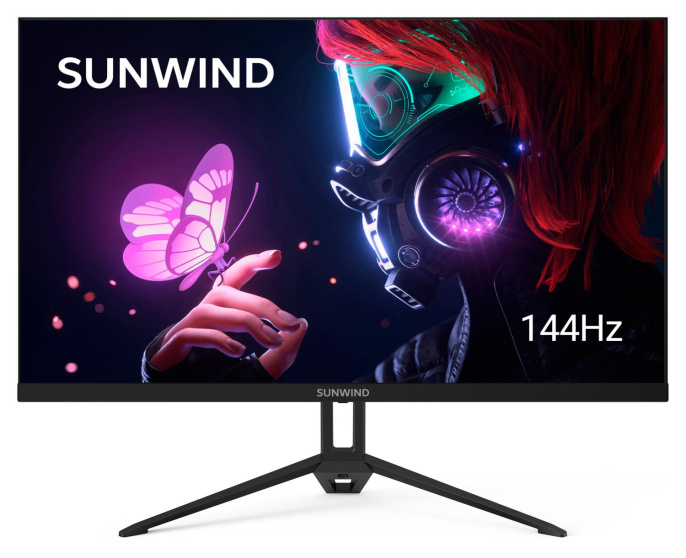 27" Монитор SunWind SUN-M27BA108, 2560x1440, IPS, 144Гц, 3хHDMI, 1хDP, черный