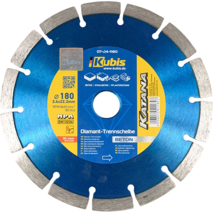 Диск алмазный отрезной BETON 180х22.2 мм, 2.4х10 мм KATANA KUBIS 07-04-1180