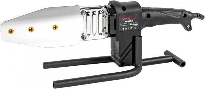 Паяльник для труб P.I.T. PWM43-C1 для пластиковых труб, 1.2 кВт, 300°, насадки на 20, 25, 32, 40 мм, кейс, стойка