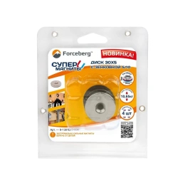 Неодимовый магнит-диск Forceberg 30x5 мм, с зенковкой 5/10, 4 шт. 9-1301023-004