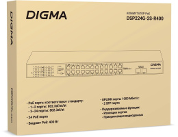 Коммутатор Digma DSP224G-2S-R400, неуправляемый