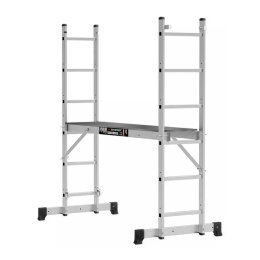 Лестница-помост алюминиевая SKIPER ЛПА 3-У 2x6шт, площадка 150х46см, выс. настила 42-140см, 304см