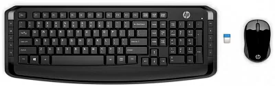 Клавиатура с мышью HP Wireless Keyboard & Mouse 300 (Black) cons