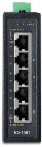 IGS-500T индустриальный неуправляемый коммутатор/ IGS-500T IP30 Compact size 5-Port 10/100/1000T Gigabit Ethernet Switch -40~75 degrees C