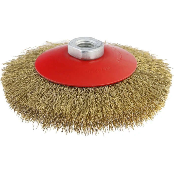 Кордщетка радиальная Flex 207-107 (115 мм; M14; гофрированная латунированная проволока) для УШМ HAMMER 32439