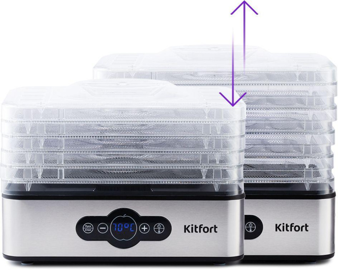 Сушилка для овощей и фруктов KitFort КТ-1914,  черный,  5 поддонов