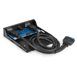 Exegate EX298351RUS Планка USB на переднюю панель ExeGate U3H-627S, 3,5", 2*USB3.0+HD Audio Combo, черная, металл, подсоед. к MB