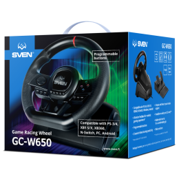 Руль SVEN GC-W650 педали, вибро, D-pad, 21 кл, PS4/PS3/XB1/XB360/NS/PC/X-D-Input