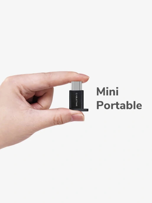 Адаптер CABLETIME CP72G (CT-OTG-CMBF-AGL) USB-C Male to USB2.0 Micro B Female OTG С петлей Lanyaed. Алюминий