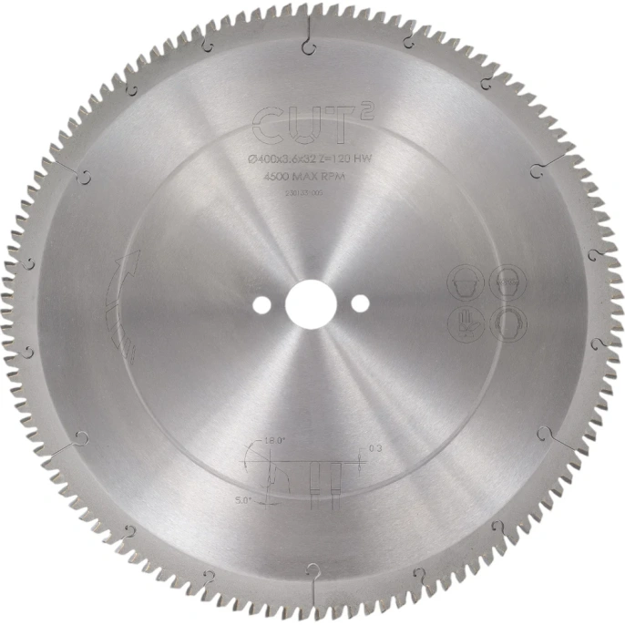 Диск пильный по ПВХ и алюминию HM (400х3.6х32 мм; Z=120; NEG) CUT2 20335