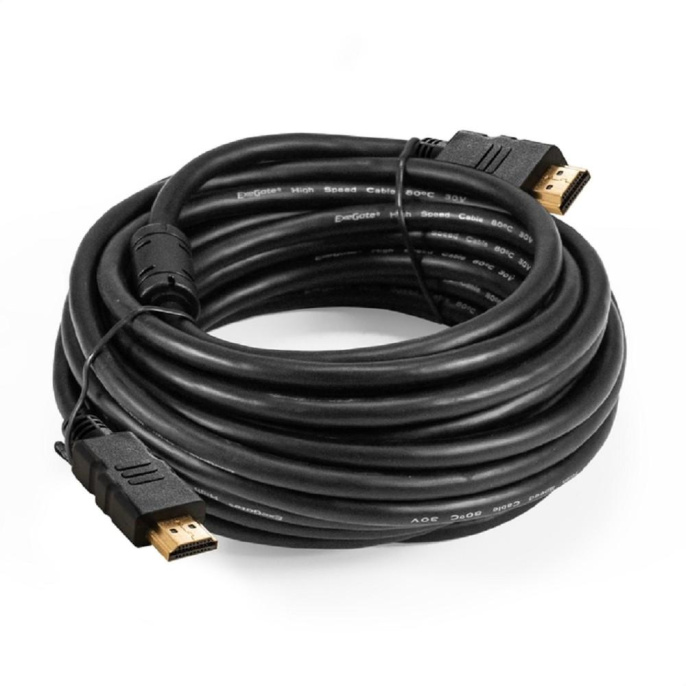 Кабель HDMI ExeGate EX-CC-HDMI2-7.5F 19M/19M, v2.0, 7,5м, 4K UHD, Ethernet, ферритовые кольца, позолоченные контакты EX294696RUS
