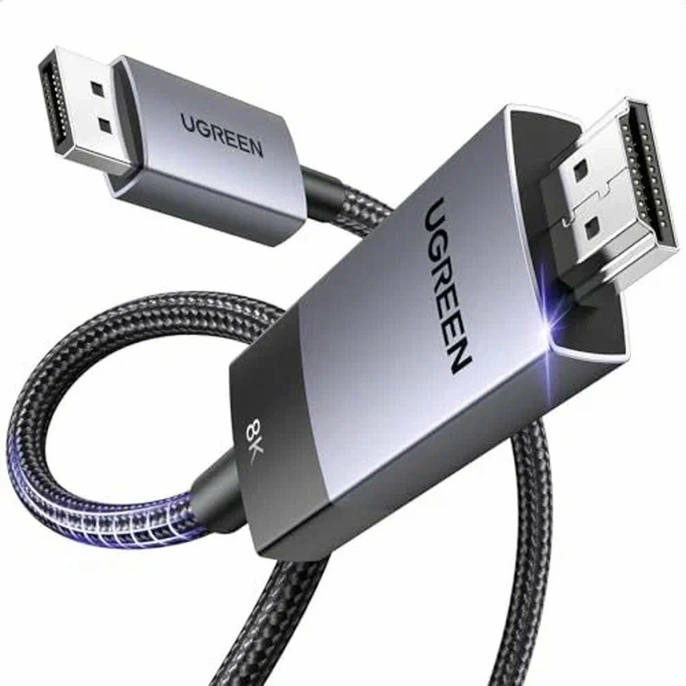 Кабель UGREEN DP115 80397 DisplayPort to HDMI 8K@60Hz Cable. Длина: 2м. Цвет: серый