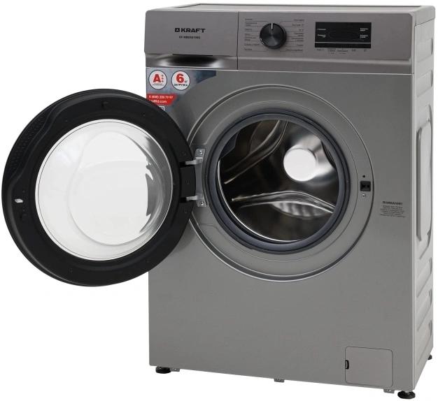 Стиральная машина узкая KRAFT KF-MBDS6109G, с фронтальной загрузкой, 6кг, 1000об/мин, с паром, инверторная