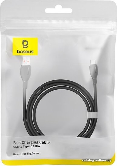 Кабель Baseus P10355703111-01 Pudding Series Fast Charging Cable USB to Type-C 100W 2m Cluster Black сверхбыстрая зарядка, синхронизация данных: USB 2.0, 480 Мбит/с