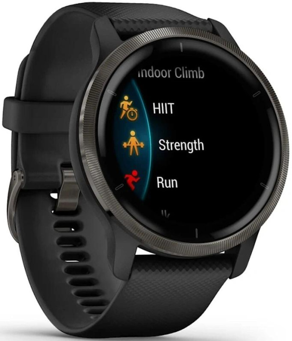 Смарт-часы Garmin Venu 2 33мм 1.3" AMOLED корп.черный рем.черный разм.брасл.:135-200мм 010-02430-11
