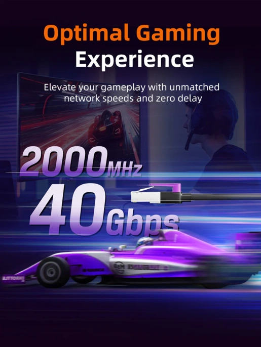 Патч-корд CABLETIME CN80N (CT-CAT8F-PB3) 3 м, FTP Gigabit Ethernet CAT8, фиолетовый+черный