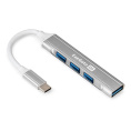 Exegate EX298168RUS USB-Хаб концентратор 4-в-1 ExeGate DUB-3213C кабель-адаптер USB3.0 Type-C -- 3xUSB2.0, 1xUSB3.0, Plug&Play, Серебристый