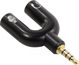 Аудио адаптер для гарнитуры (наушники с микрофоном) ORIENT C775 2 x jack 3.5 mm - jack 3.5 mm (4-pole), черный