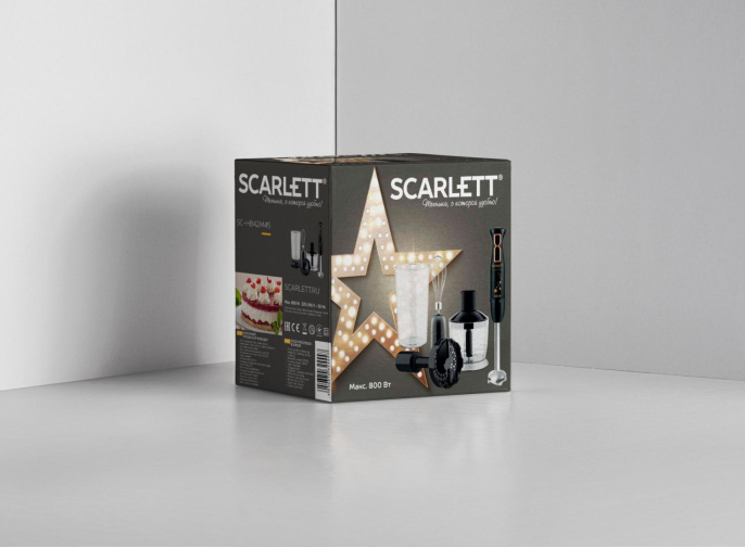 Блендер Scarlett Золотая коллекция SC-HB42M45,  погружной,  черный/золотистый