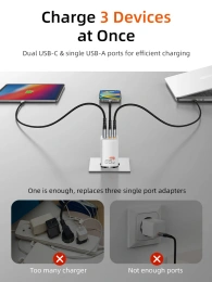 Зарядное устройство CABLETIME G65AW (CT-GAN65A-PW) GaN PD3.0 2C1A 65 Вт, белый