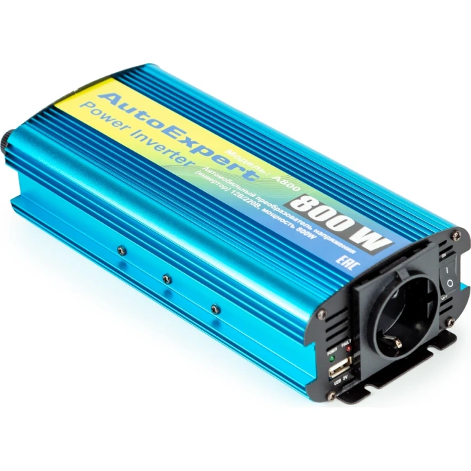 Автомобильный инвертор AutoExpert 800W, преобразователь напряжения с 12 на 220V A800
